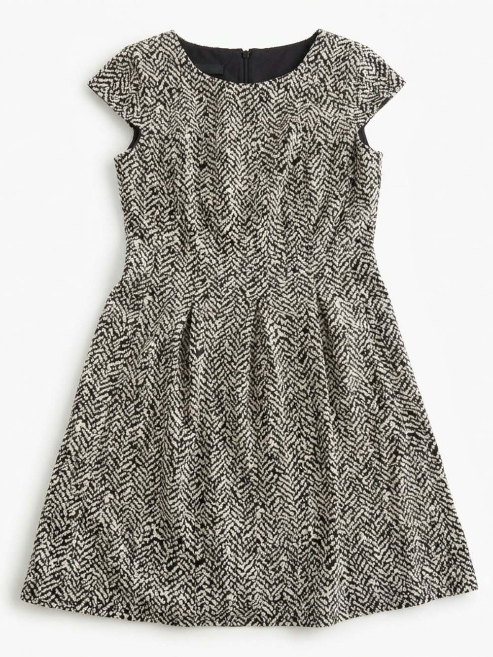 AB Studio Black & White Herringbone Fit Flare Knee-Length Size 6 Autumn Dress